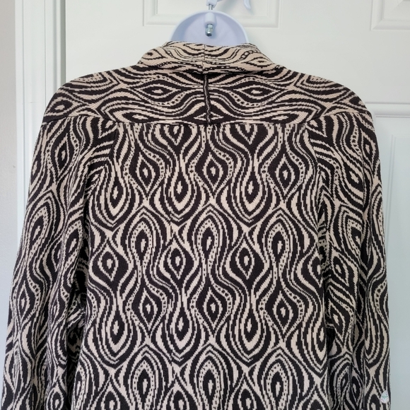 MOTH Anthropologie The Eyes Have It Brown And Cream Open Knit Cardigan Size L - Picture 8 of 11